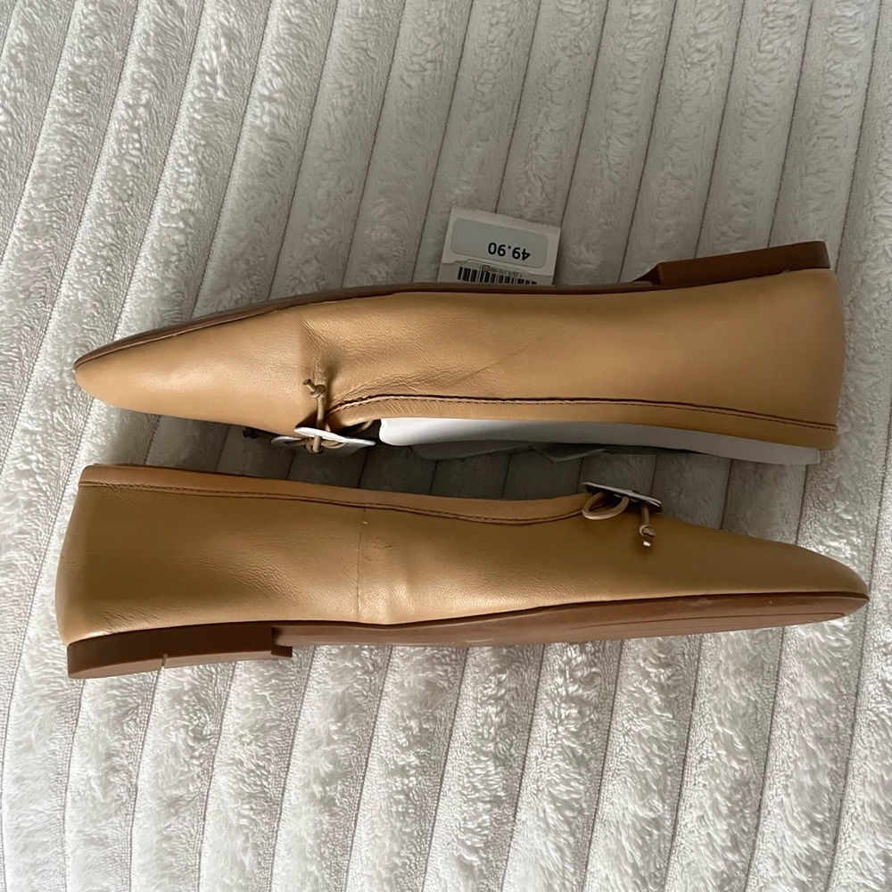 Zara Leather Ballet Flats with Bow - Picture 5 of 8
